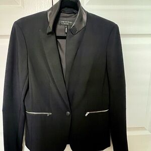 Rag & Bone Black Blazer with Leather Collar, Silver Zippers